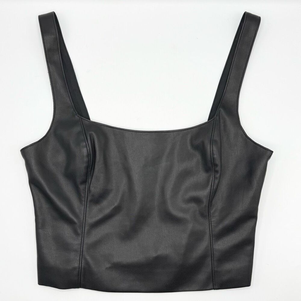 Abercrombie & Fitch Black Faux Leather Tank Top